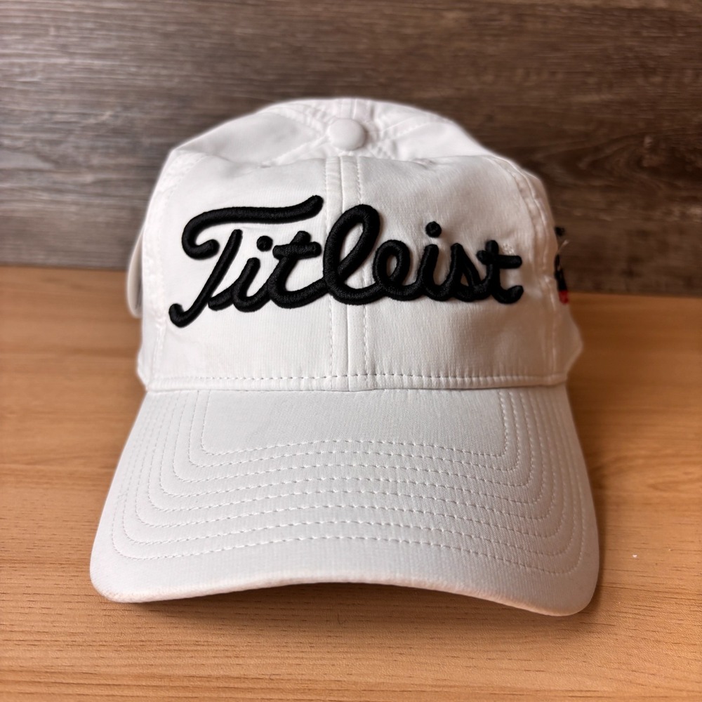 Titleist Hat Strap Back White Golf Embroidered Script Sterling Silver Meats